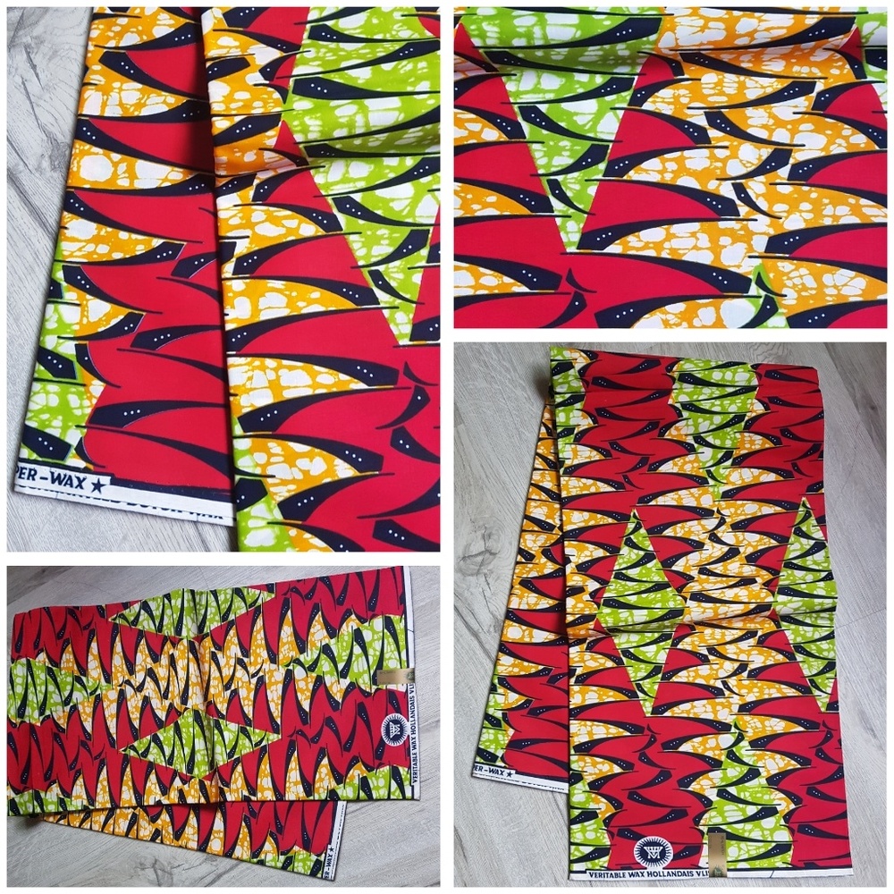 Hot Zig Zags Red Orange Green - 6yards Ankara